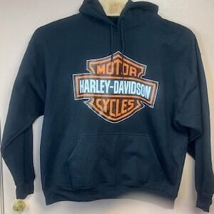Harley Davidson Cycles Black Hoodie Sweatshirt Men's 2XL Gildan DryBlend